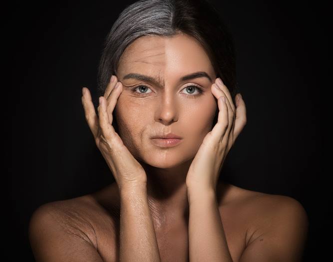 Woman with aging skin